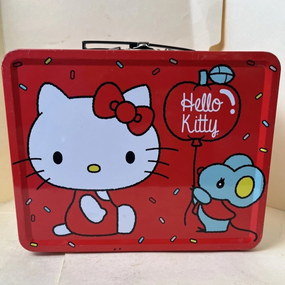 Hello Kitty Metal Lunch Box Red Sanrio Kawaii Storage Case Tin 2020